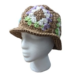 Crochet Bucket Hat Womens OS Bohemian Boho Festival Cottagecore Floral
